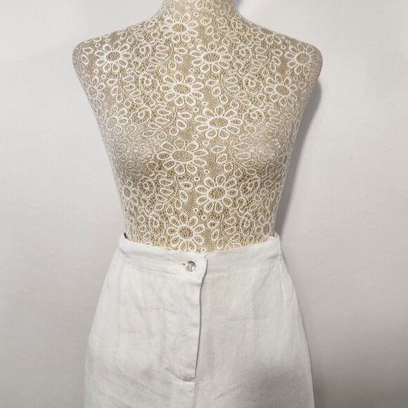 Vanity Made in Italy 100% Linen White Cropped Zip Button Front Pants Size 4XL - Picture 2 of 15